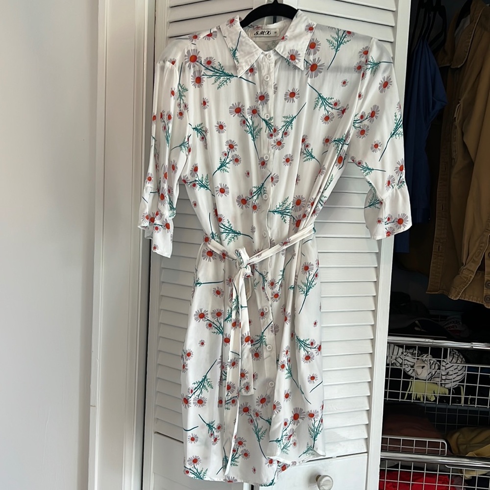 Floral cotton button down dress